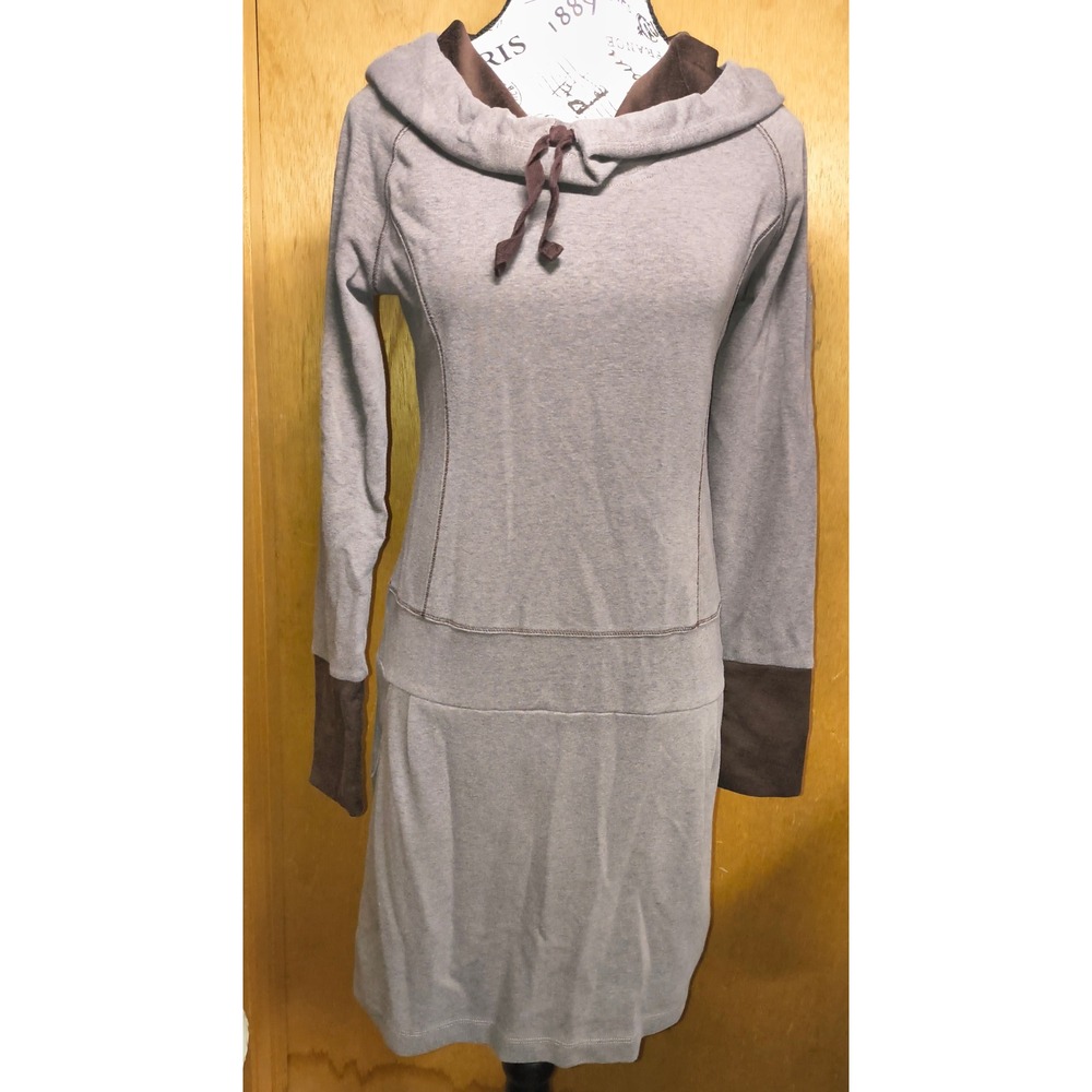 Columbia Omni-Wick Hooded Dress Womens XS Gray Brown Long Sleeve Active Pockets